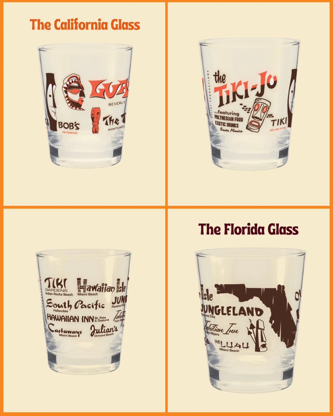 2 of Each Tiki History Glasses